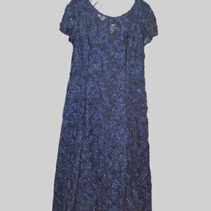 Alex Evening formal dress, Size 16 length modified, color Navy  Blue